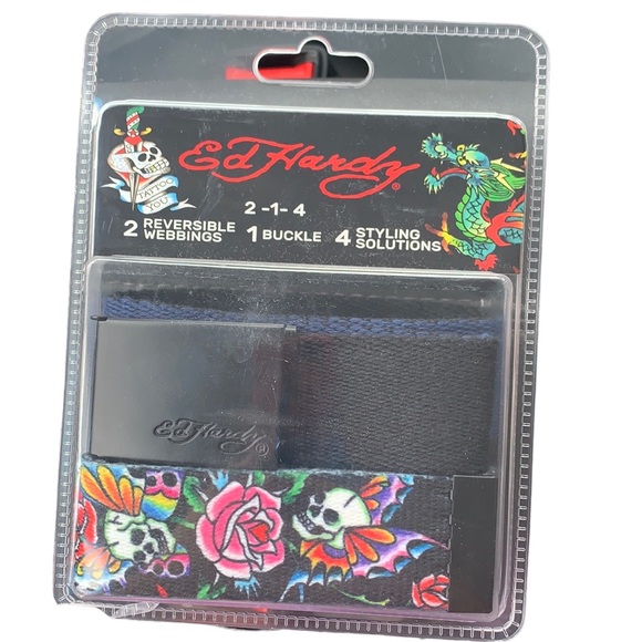 ED HARDY BELT- HIGHEST PAID TATTOO ARTIST IN WORLD. COMES WITH 2 CLOTH 1 BUCKLE - Picture 1 of 3